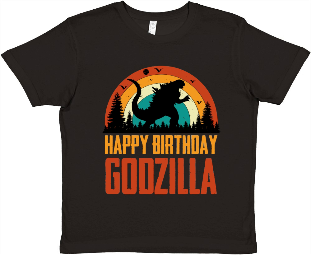 Happy Birthday Godzilla Birthday T Shirt Design (1) Premium Kids Crewneck T-shirt