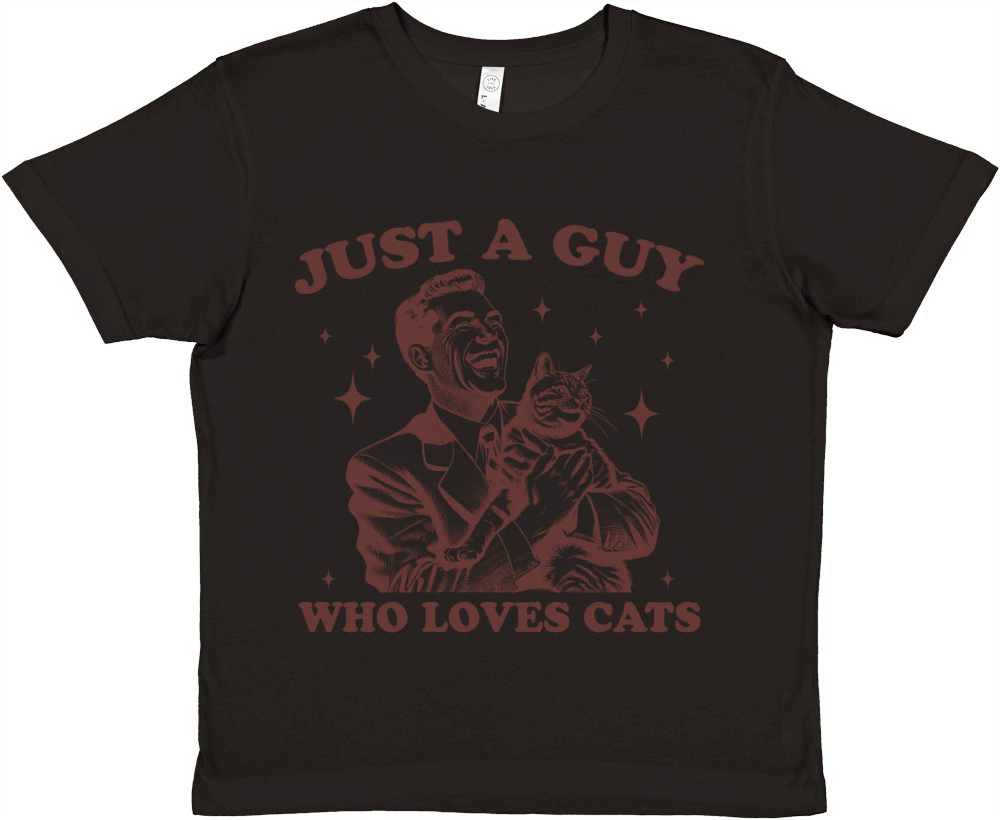 Just A Guy Who Loves Cats L Brown Premium Kids Crewneck T-shirt