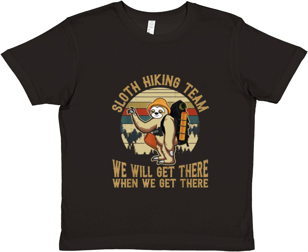 Sloth Hiking Team We Will Get There Funny Vintage Premium Kids Crewneck T-shirt
