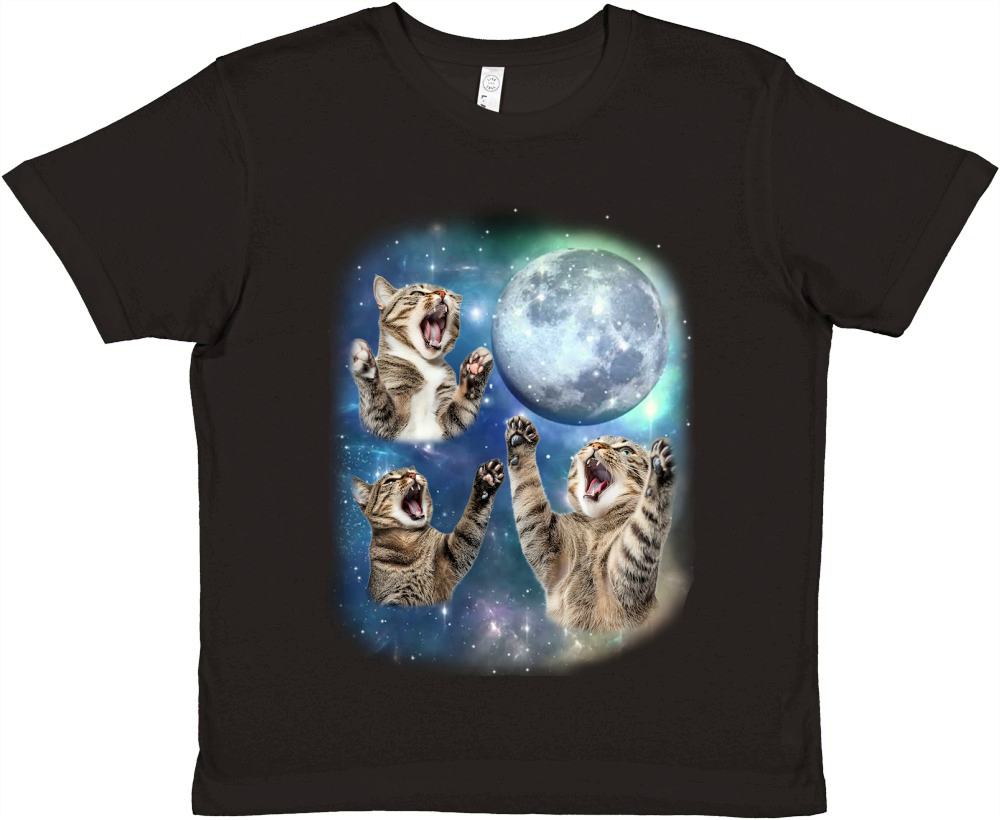 Three Tabby Cat Moon Weird Premium Kids Crewneck T-shirt