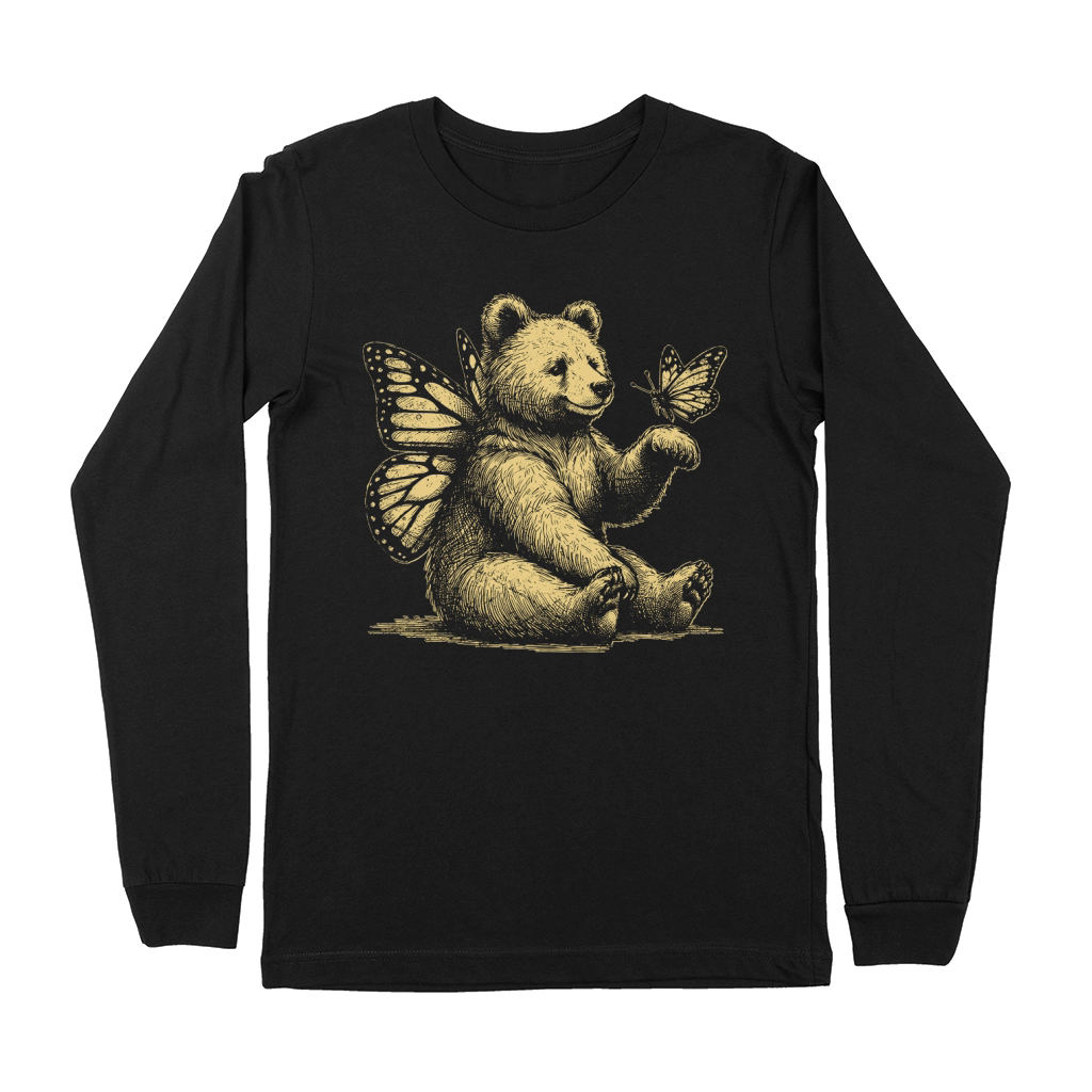 Bear With Butterfly Wings Vintage D Yellow GR Premium Long Sleeve