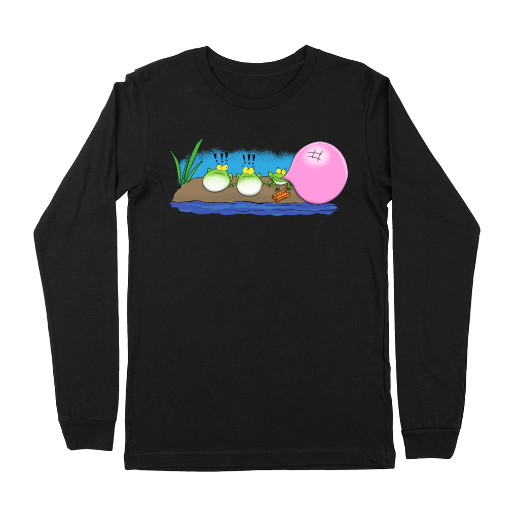 Cute funny frogs bubblegum cartoon illustration Premium Long Sleeve