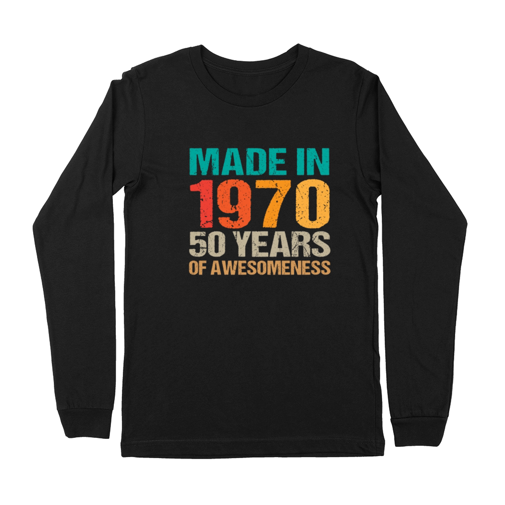 Vintage Made in 1970 - 50 Years Old Birthday Gift Premium Long Sleeve