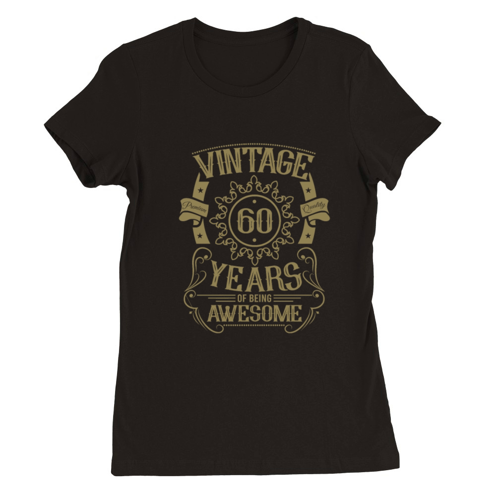 60th birthday gift ideas vintage husband wife Premium Womens Crewneck T-shirt