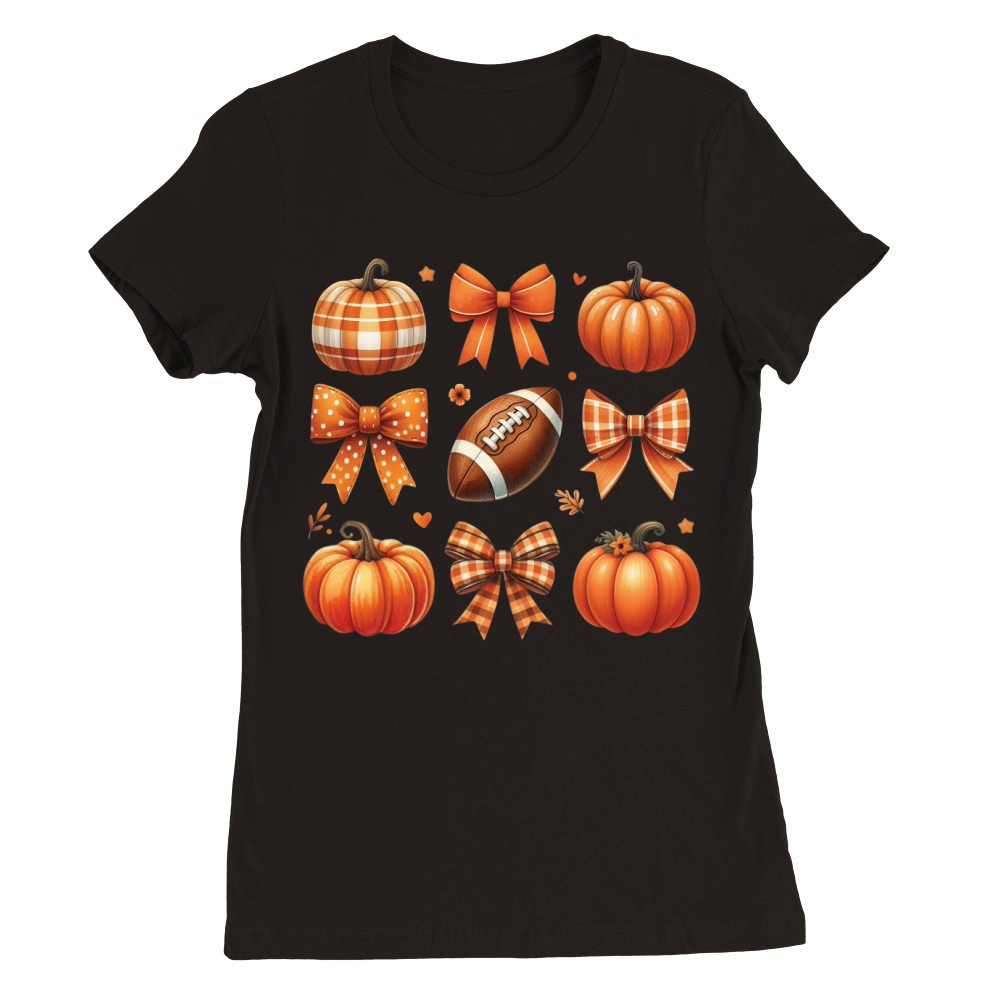 FallCoquetteBowPumpkin Premium Womens Crewneck T-shirt