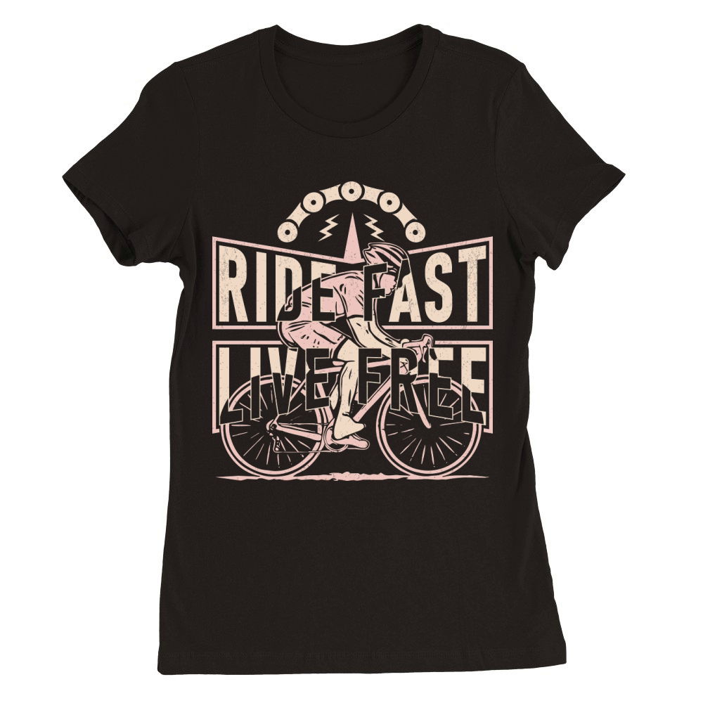Ride Fast, Live Free Cycling Premium Womens Crewneck T-shirt
