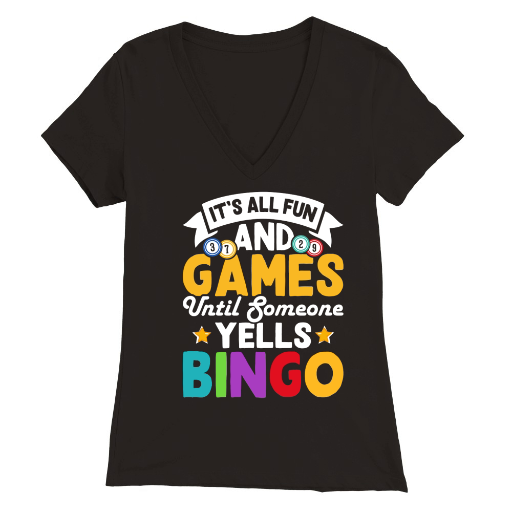 Casino Vintage Bingo Premium Womens V-Neck T-shirt