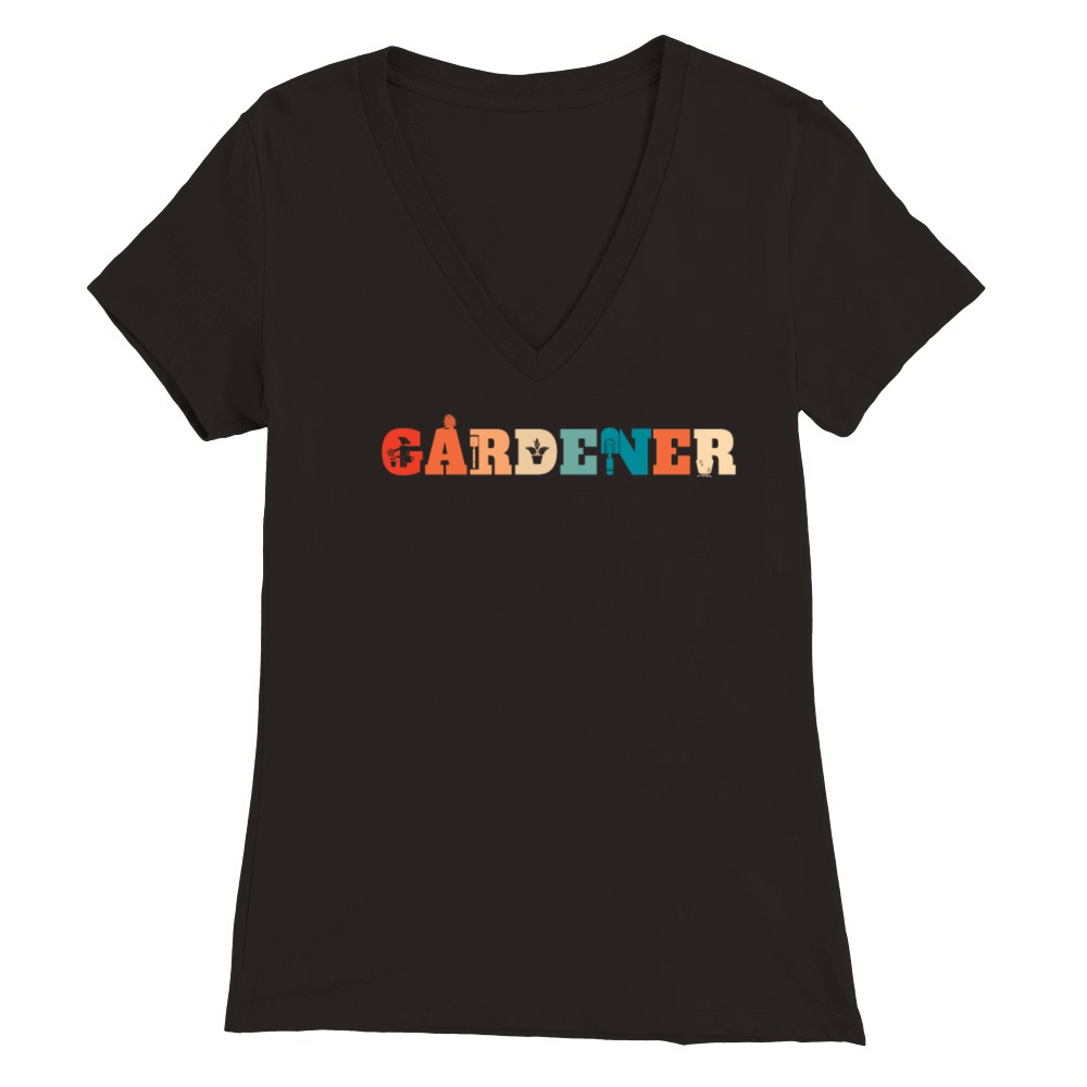 Retro Gardening Garden Vintage Gardener Premium Womens V-Neck T-shirt