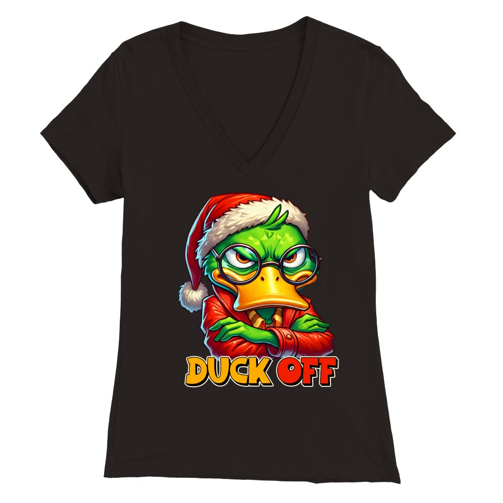 Sarcastic Grumpy Duck Christmas 15 Premium Womens V-Neck T-shirt