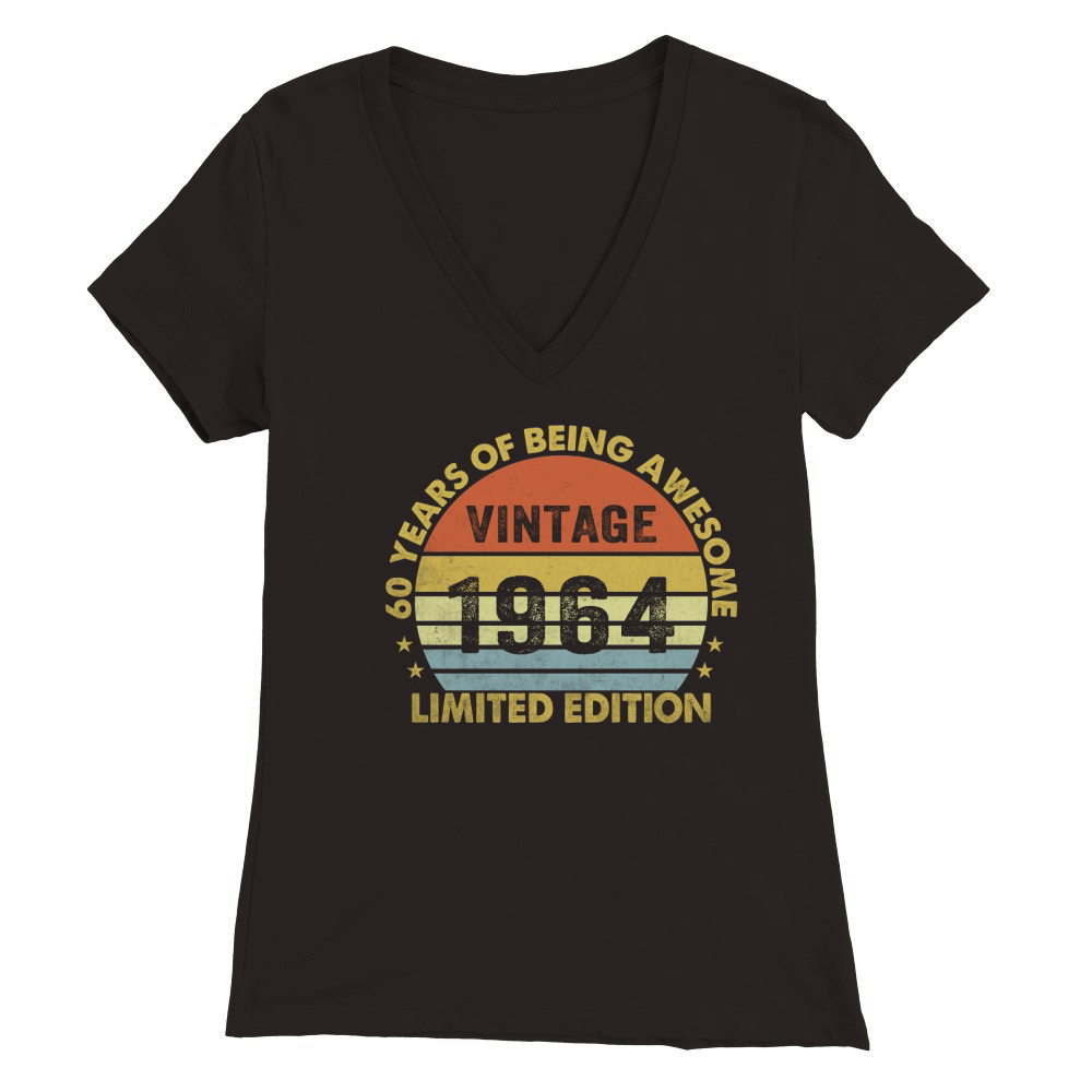Vintage 1964 Limited Edition 60th Birthday Premium Womens V-Neck T-shirt