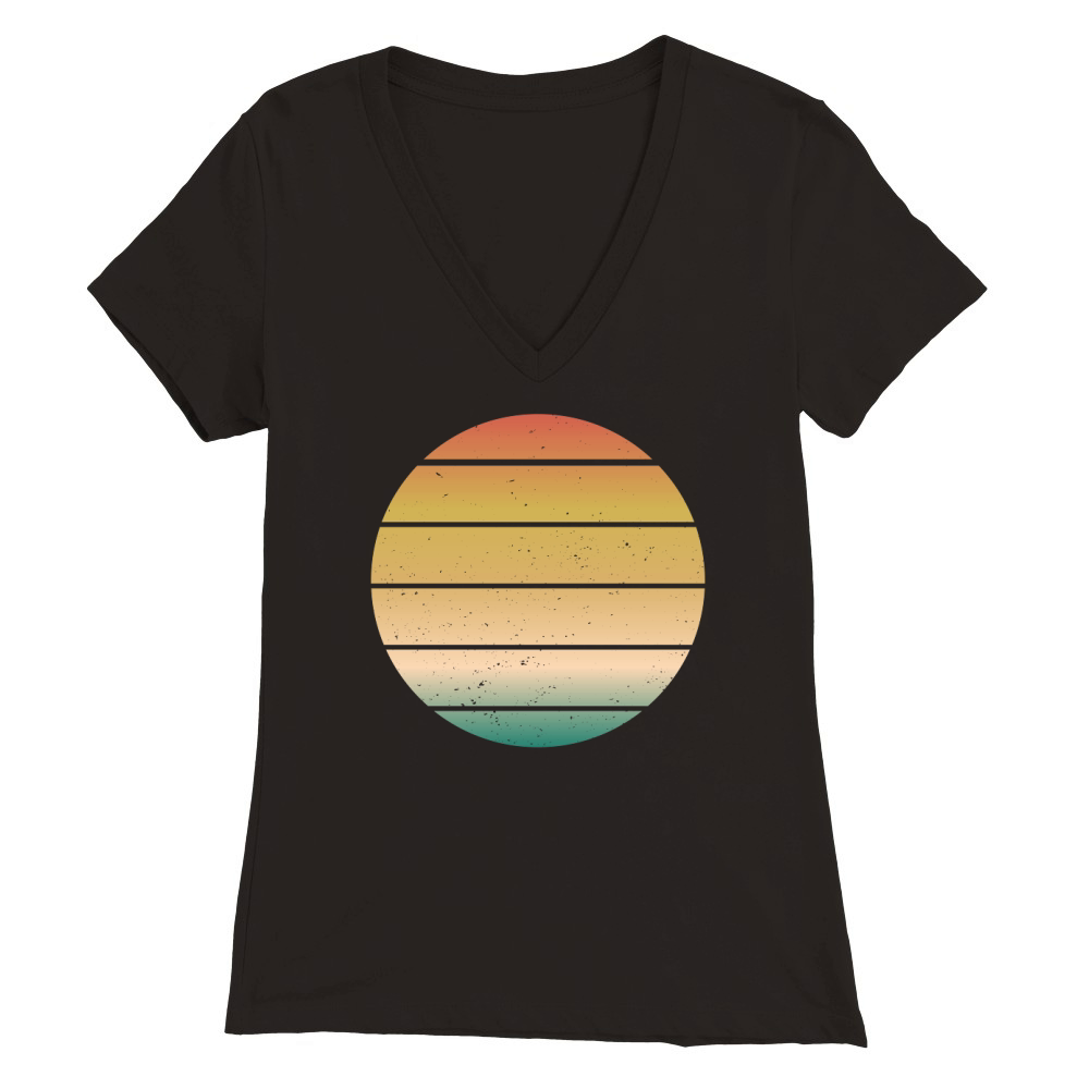 Vintage Retro Sunset (5) Premium Womens V-Neck T-shirt