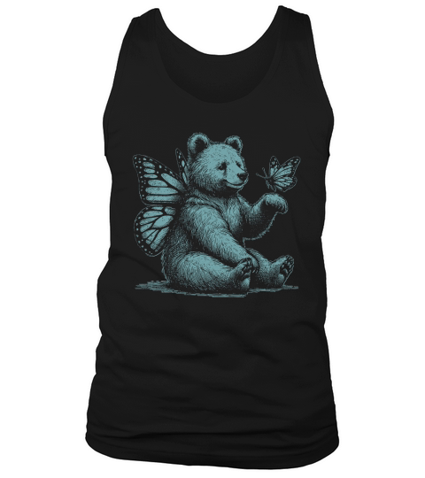 Bear With Butterfly Wings Vintage D Retro Green GR Tank Top Unisex