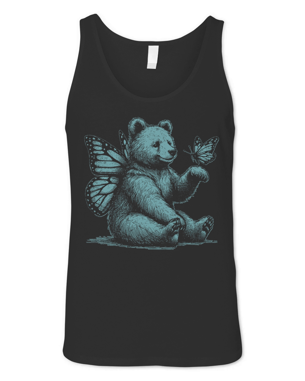 Bear With Butterfly Wings Vintage D Retro Green GR Unisex Jersey Tank
