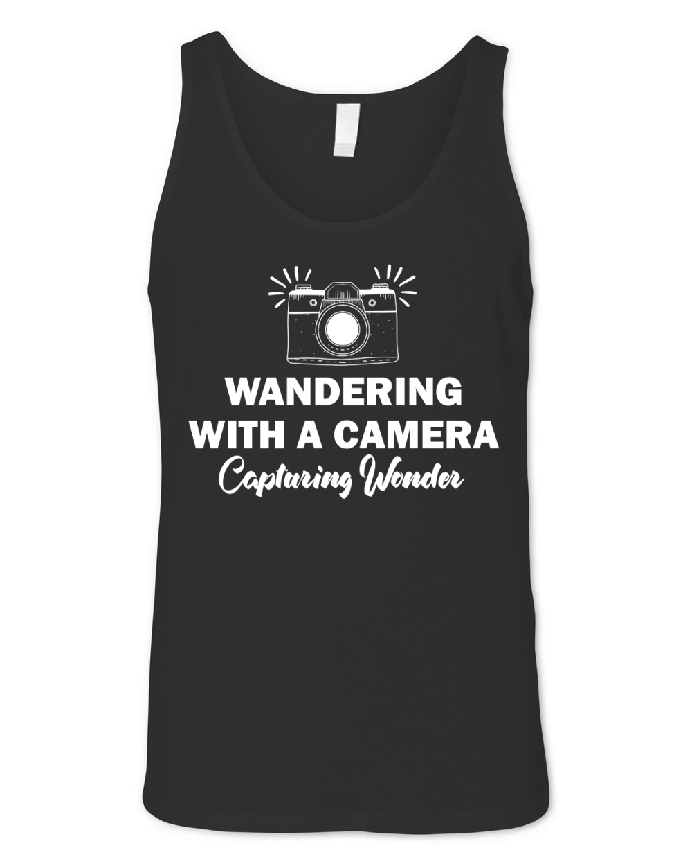 Wandring with a camera capturing wonder Unisex Jersey Tank
