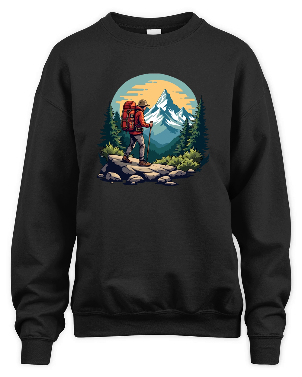 Mountain explorer hiking adventure Illus 10 Unisex Premium Crewneck Sweatshirt