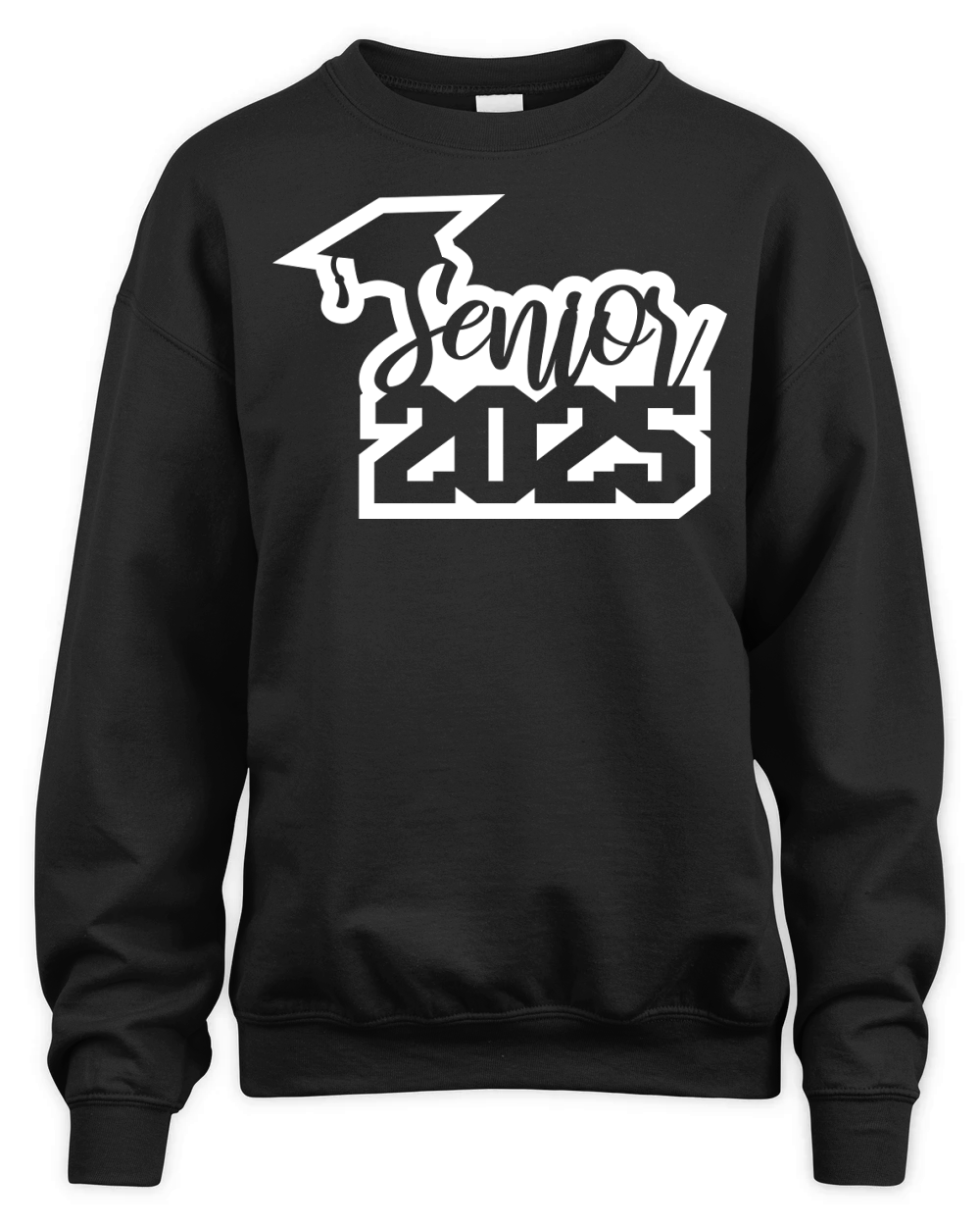 Senior 2025 small cap outline white Unisex Premium Crewneck Sweatshirt