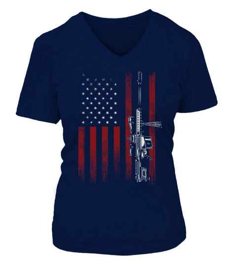 american flag Veteran sniper V-neck T-Shirt Woman