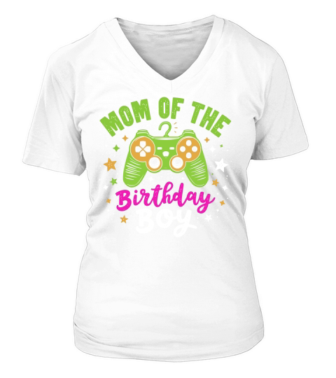 Mom of the birthday boy 8 V-neck T-Shirt Woman