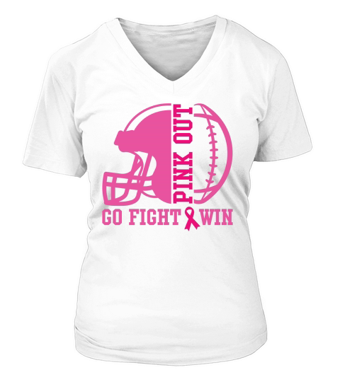 Pink Out Go Fight Win V-neck T-Shirt Woman
