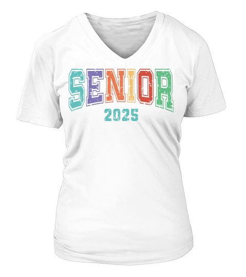 Senior 2025 distressed 02 V-neck T-Shirt Woman