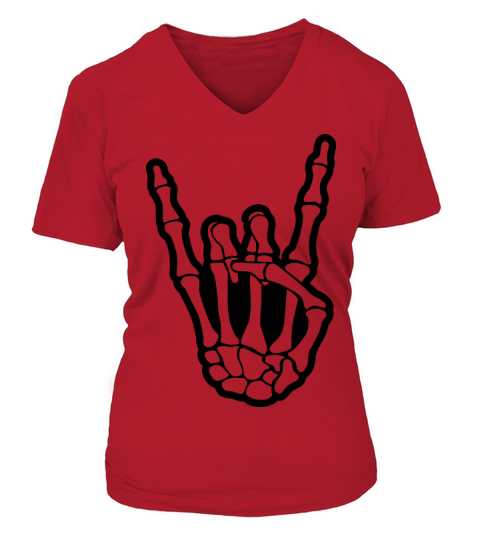 skull rock hand V-neck T-Shirt Woman
