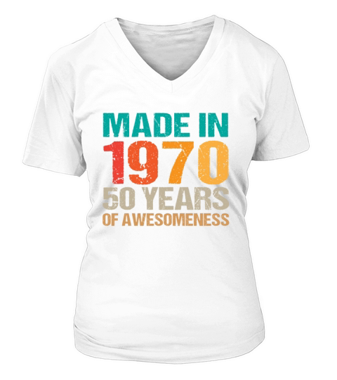 Vintage Made in 1970 - 50 Years Old Birthday Gift V-neck T-Shirt Woman