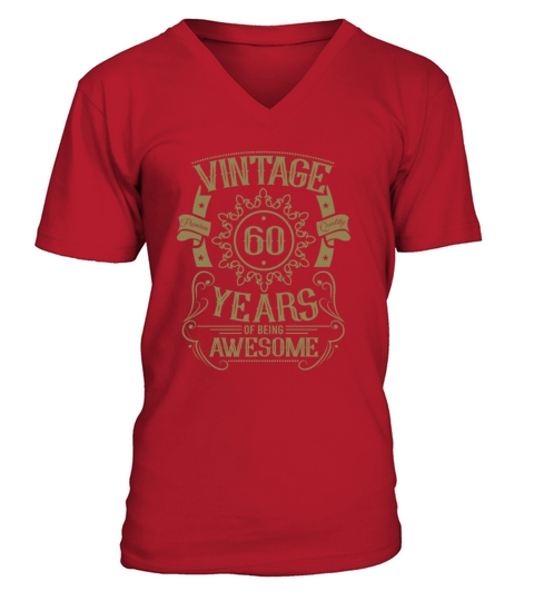 60th birthday gift ideas vintage husband wife V-Neck T-shirt