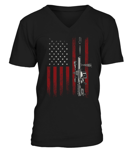 american flag Veteran sniper V-Neck T-shirt