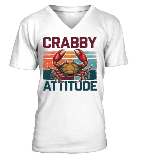 Crabby Attitude Retro Crab V-Neck T-shirt