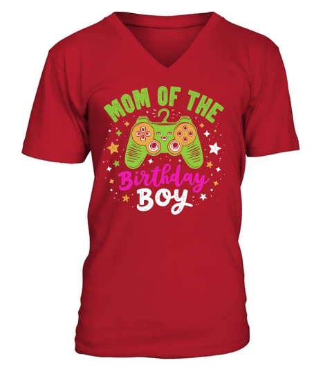 Mom of the birthday boy 8 V-Neck T-shirt