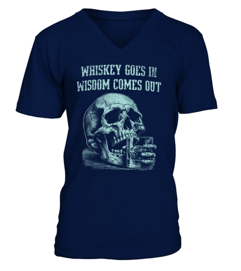 Skull Whiskey Goes In D green GR V-Neck T-shirt