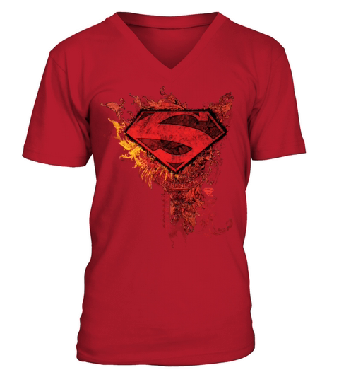 Superman S-Shield Orange Ornaments V-Neck T-shirt