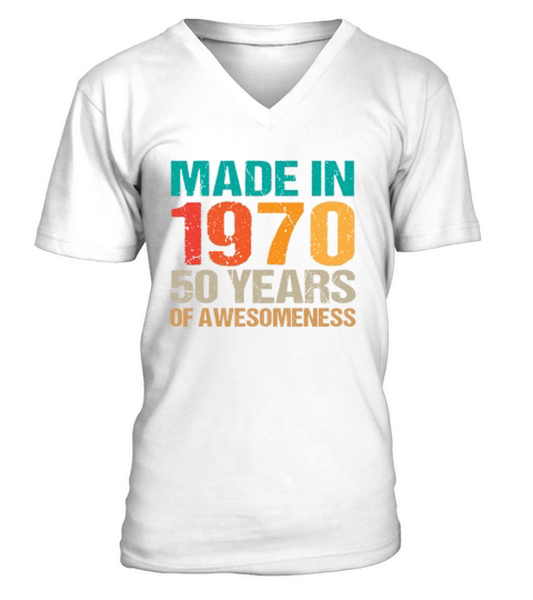 Vintage Made in 1970 - 50 Years Old Birthday Gift V-Neck T-shirt