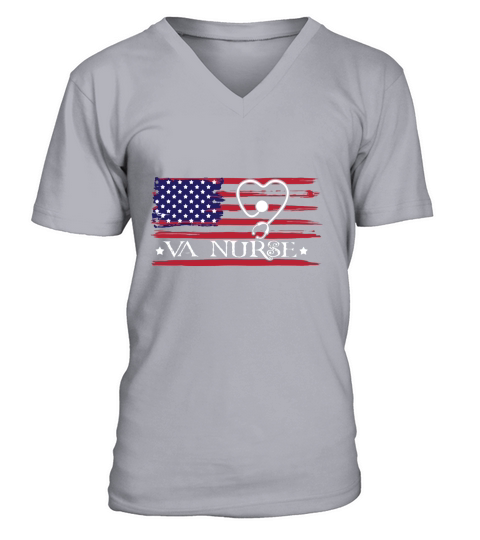 Womens American Flag VA Nurse Patriotic 4th of July T Shirt V-Neck T-shirt