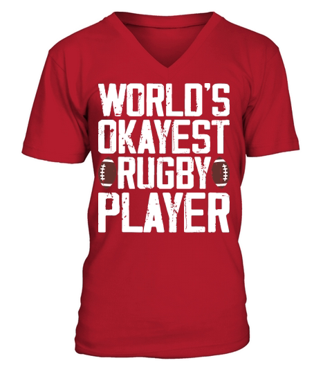 worlds okayest rugby palyer V-Neck T-shirt
