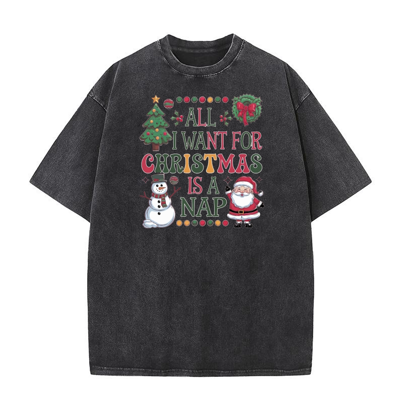 all i want for christmas is a nap 3 Washed T-Shirt