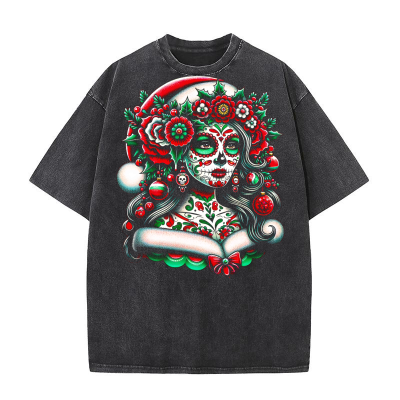 Christmas Day of the Dead Washed T-Shirt