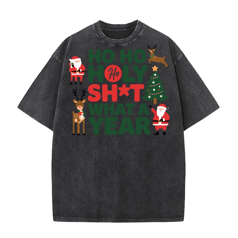 Ho Ho Holy Shot What A Year Washed T-Shirt