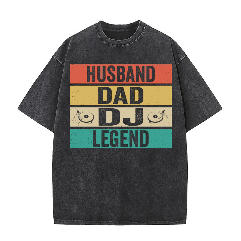 Husband dad dj legend Washed T-Shirt