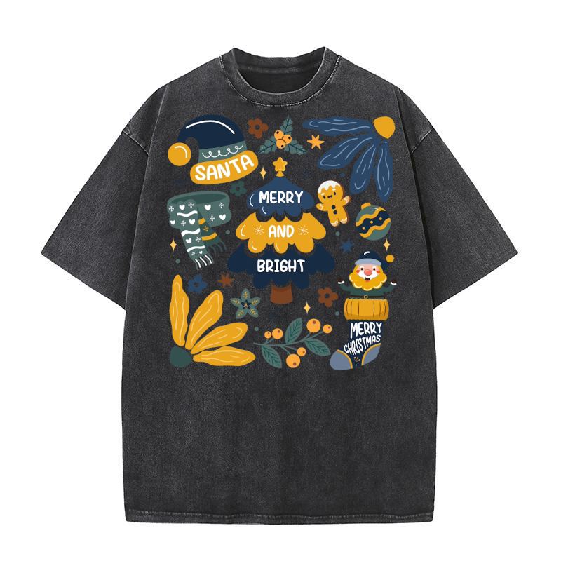 Merry and Bright Boho Christmas 2 Washed T-Shirt
