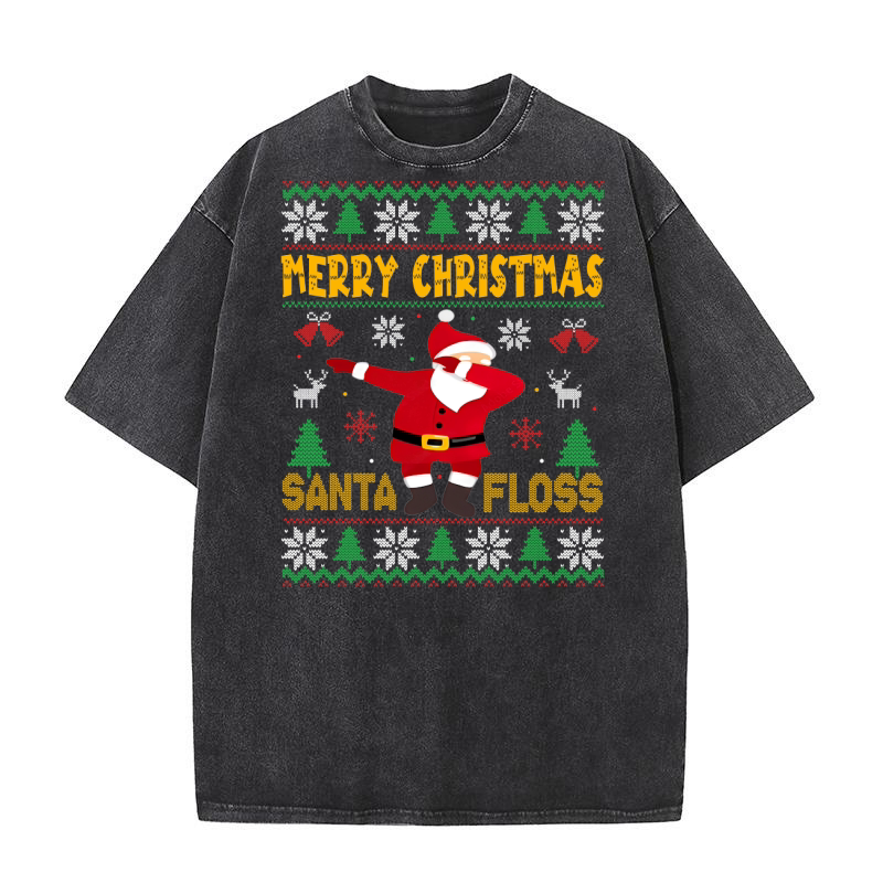 Merry christmas santa floss Washed T-Shirt