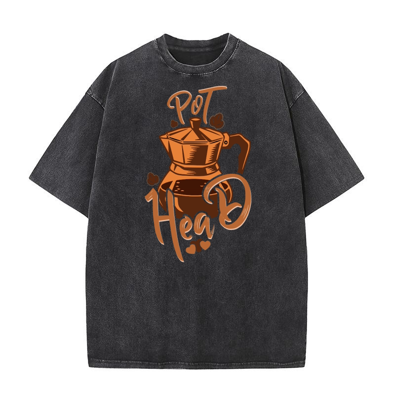 Pot Head barista Coffee Lover Graphic vector Washed T-Shirt