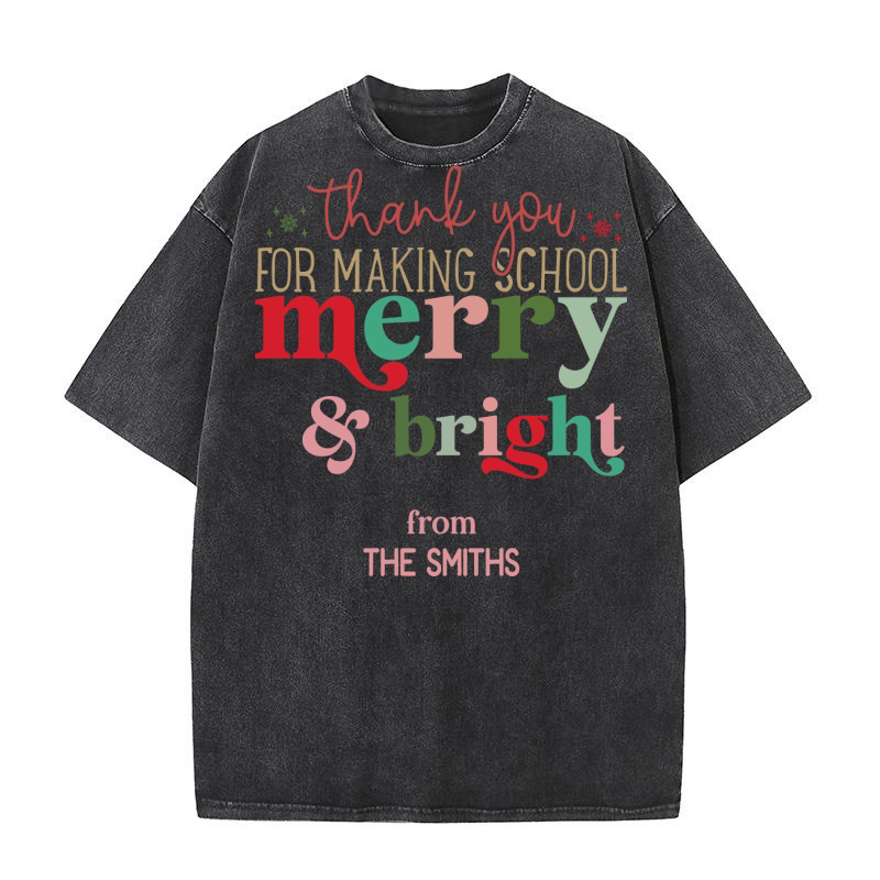 Printable Wishing You a Merry and Bright Washed T-Shirt