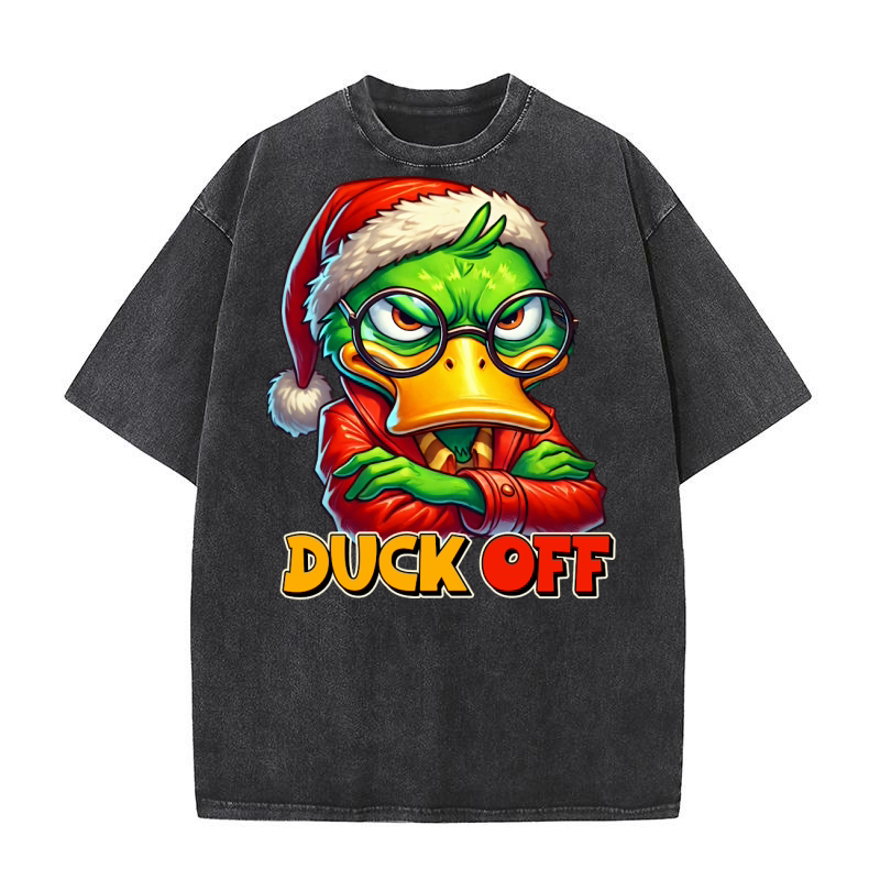 Sarcastic Grumpy Duck Christmas 15 Washed T-Shirt