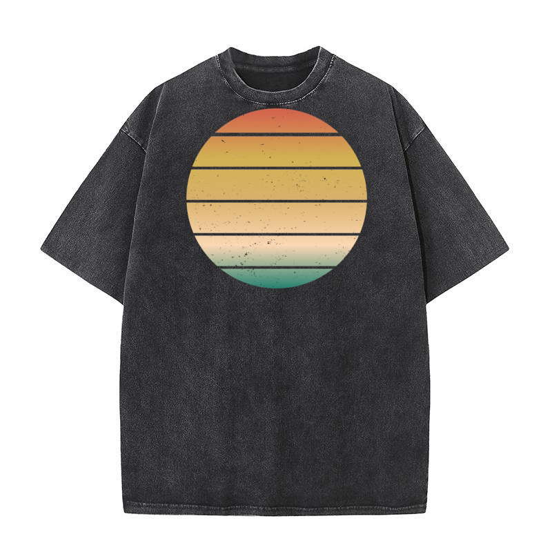 Vintage Retro Sunset (5) Washed T-Shirt