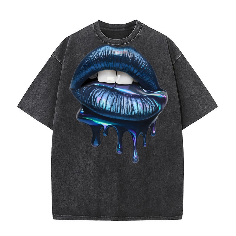 Womens Honey Glazed Lips PNG 13 Washed T-Shirt