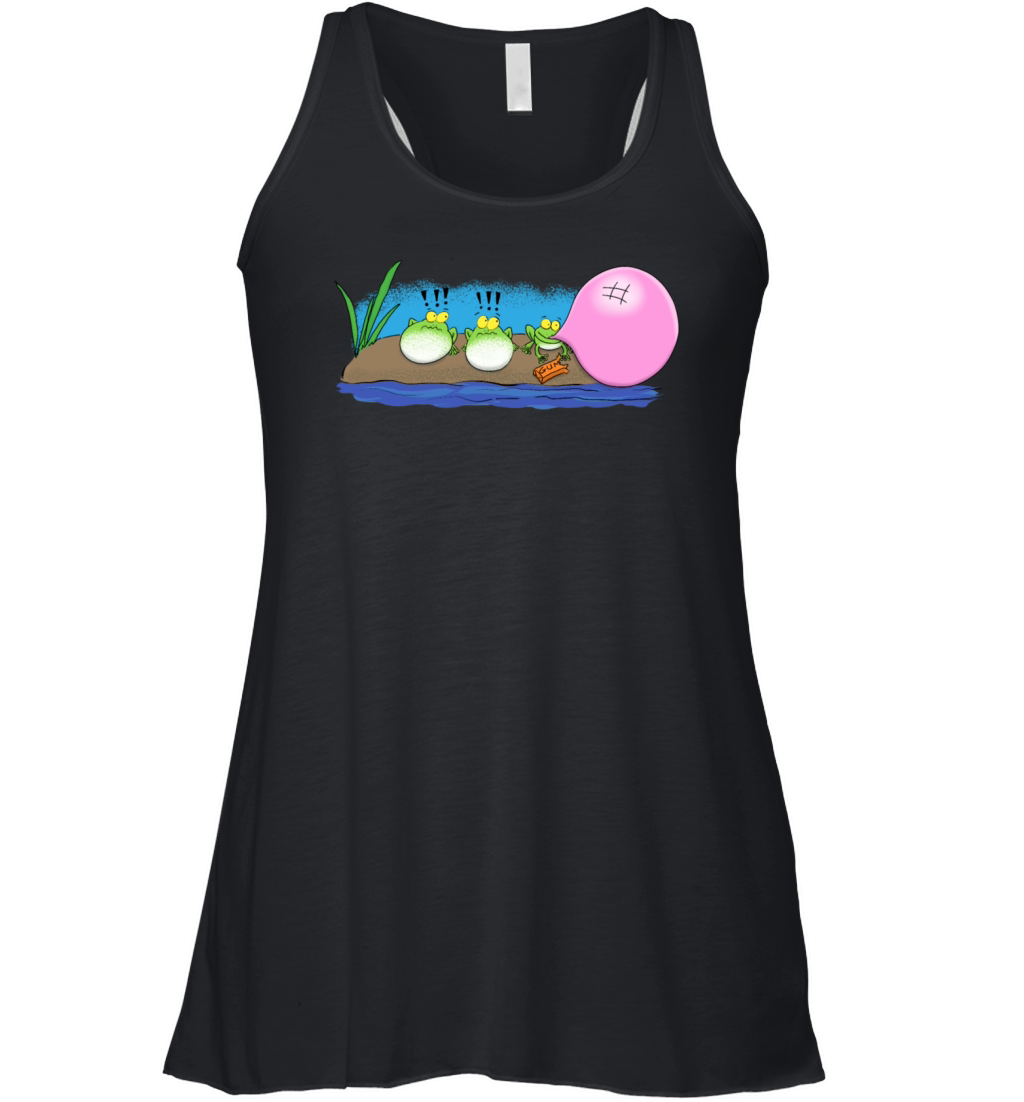 Cute funny frogs bubblegum cartoon illustration Women's Flowy Tank Top