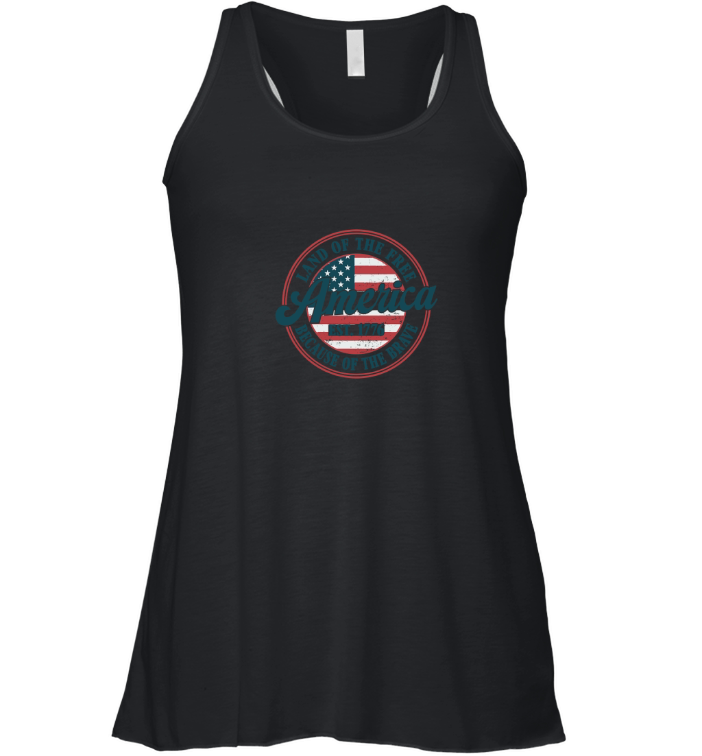 Land of the free  America because of the brave Women's Flowy Tank Top