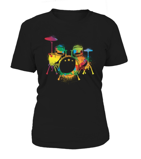 Drumming Colorful Drum Set Retro Drummer Women's T-Shirt