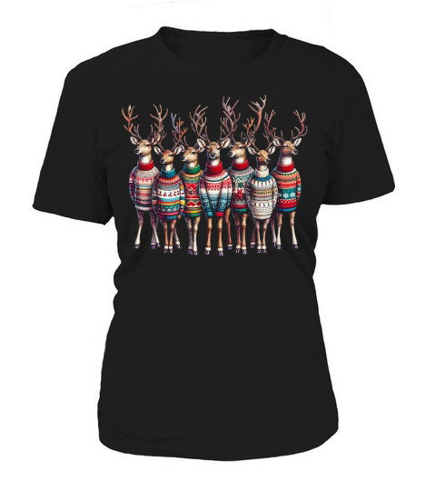 Festive Reindeer in Christmas Sweaters Women's T-Shirt